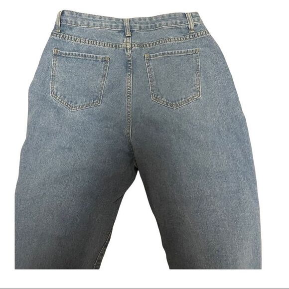 Shein Distressed High Rise Mom Jeans Blue Large - Picture 7 of 9